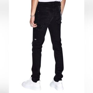 Tsubi Chitch Boneyard Black Denim Jeans Distressed Mid Rise Slim Button Fly-32
